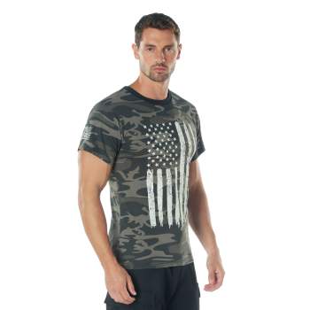 Camo US Flag T-Shirt - Black Camo
