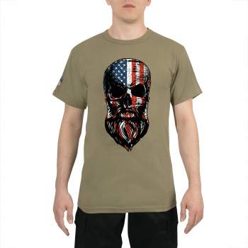 US Flag Bearded Skull T-Shirt - Black