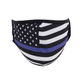 Thin Blue Line Flag Reusable 3-Layer Polyester Face Mask