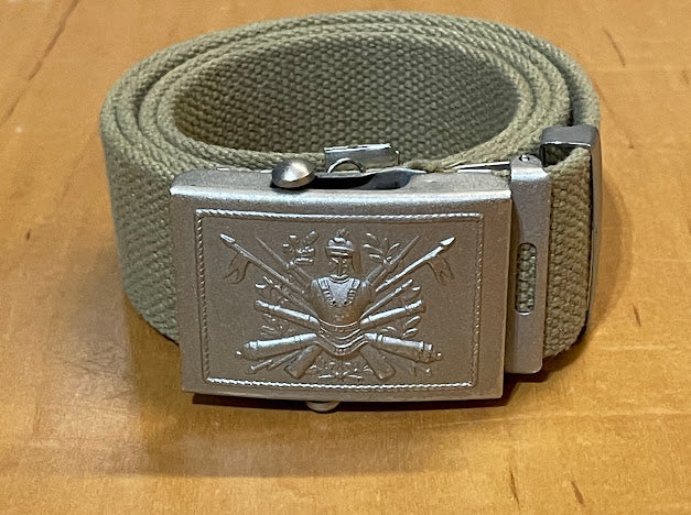 Vintage Italian Army Khaki 2 Inch Web Belt, with original buckle.