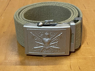Vintage Italian Army Khaki 2 Inch Web Belt, with original buckle.