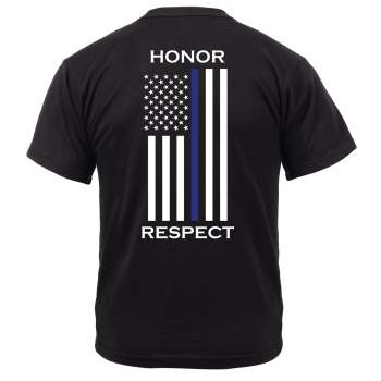 Honor and Respect 2-Sided Thin Blue Line Flag T-Shirt - Black