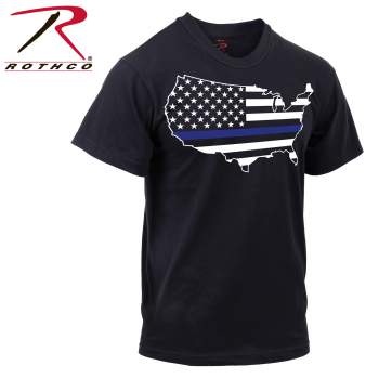 Thin Blue Line America Map T-Shirt