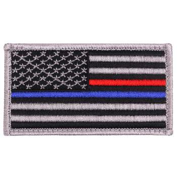 Thin Blue Line / Thin Red Line US Flag Patch - Hook Back