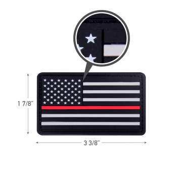 Rubber Thin Red Line Flag Patch - Hook Back