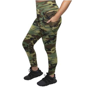 Womens Workout Performance Camo Leggings With Pockets