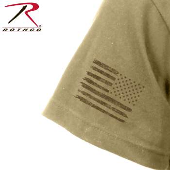 US Flag / USMC Eagle, Globe, & Anchor T Shirt - Coyote Brown