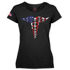 Women's Medical Symbol (Caduceus) Long Length T-Shirt - Black