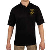USMC Eagle, Globe & Anchor Moisture Wicking Polo Shirt - Black