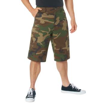 Long Camo BDU Shorts – Tactical Military-Style Cargo Shorts
