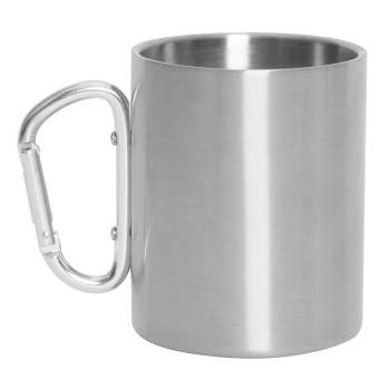 Insulated Stainless Steel Portable Camping Mug With Carabiner Handle – 15 oz