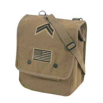 Canvas Map Case Shoulder Bag w/ Military Patches