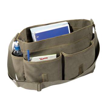Heavyweight Canvas Classic Messenger Bag With Military Stencil
