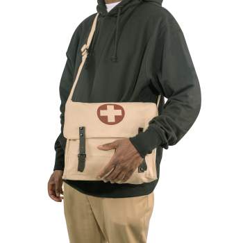 Vintage Style Medic Canvas Bag With Cross