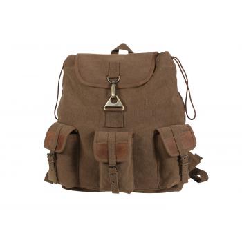 Vintage Style Canvas Wayfarer Backpack w/ Leather Accents