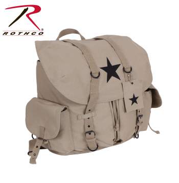Vintage Style Weekender Canvas Backpack with Star