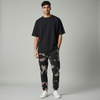 Fleece Bleach Wash Sweatpants Joggers Anubis Black and Grey Tie-Dye 531 875BW