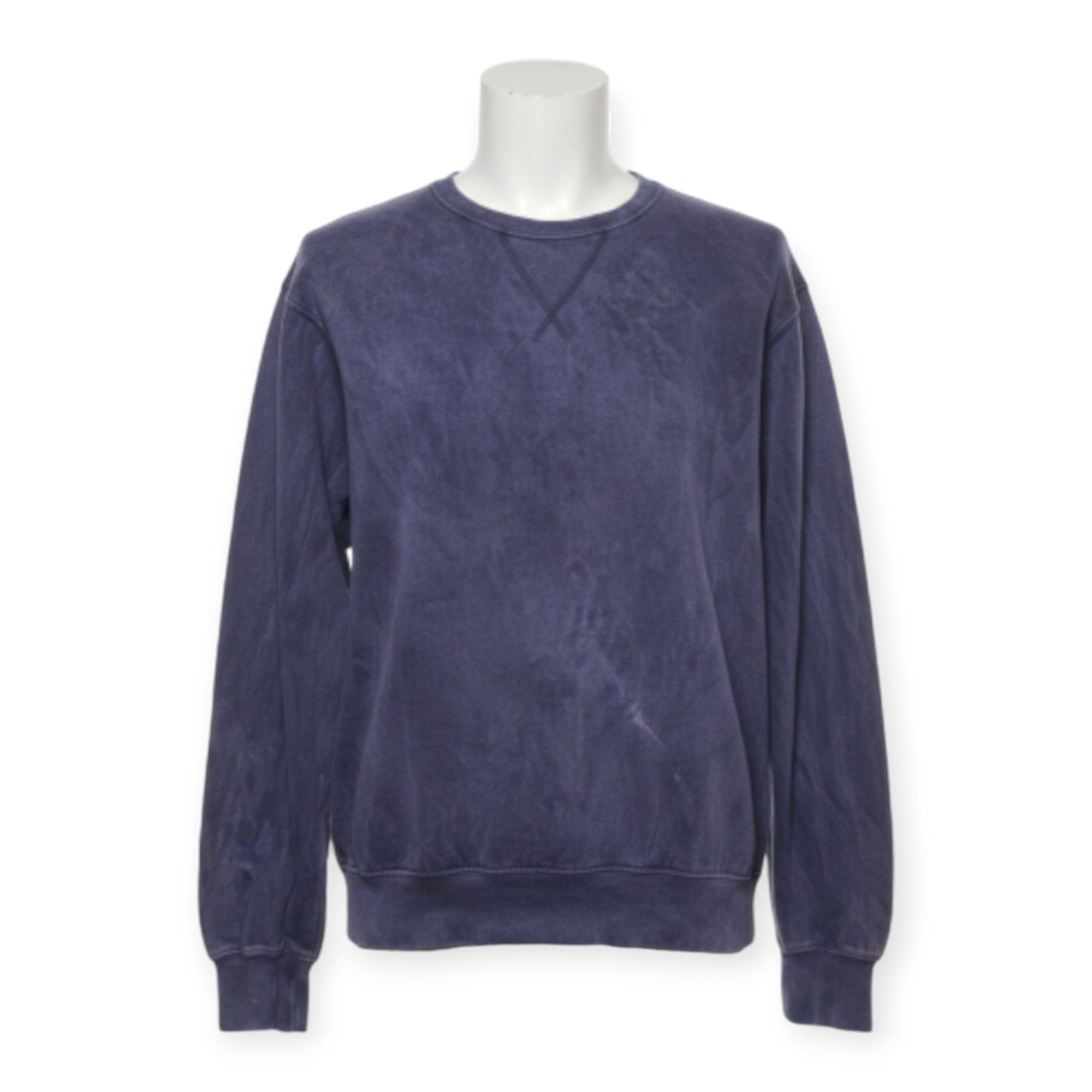 Fleece V-Stitch Crewneck Sweatshirt Aubergine Purple Mineral Wash