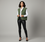 Vintage 1950s Belgian Quilted Cotton Vest / Olive Drab