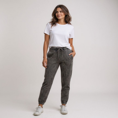 Fleece Mineral Wash Sweatpants Joggers Black 548 875VR