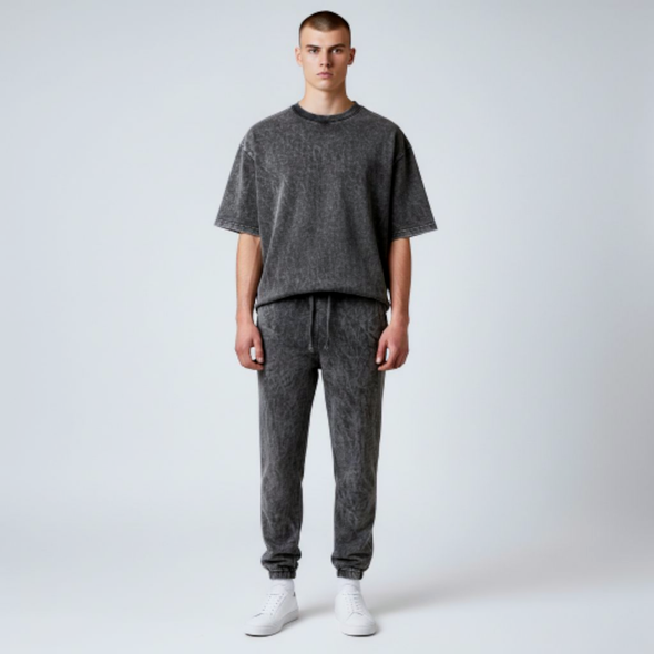 Fleece Mineral Wash Sweatpants Joggers Black 548 875VR