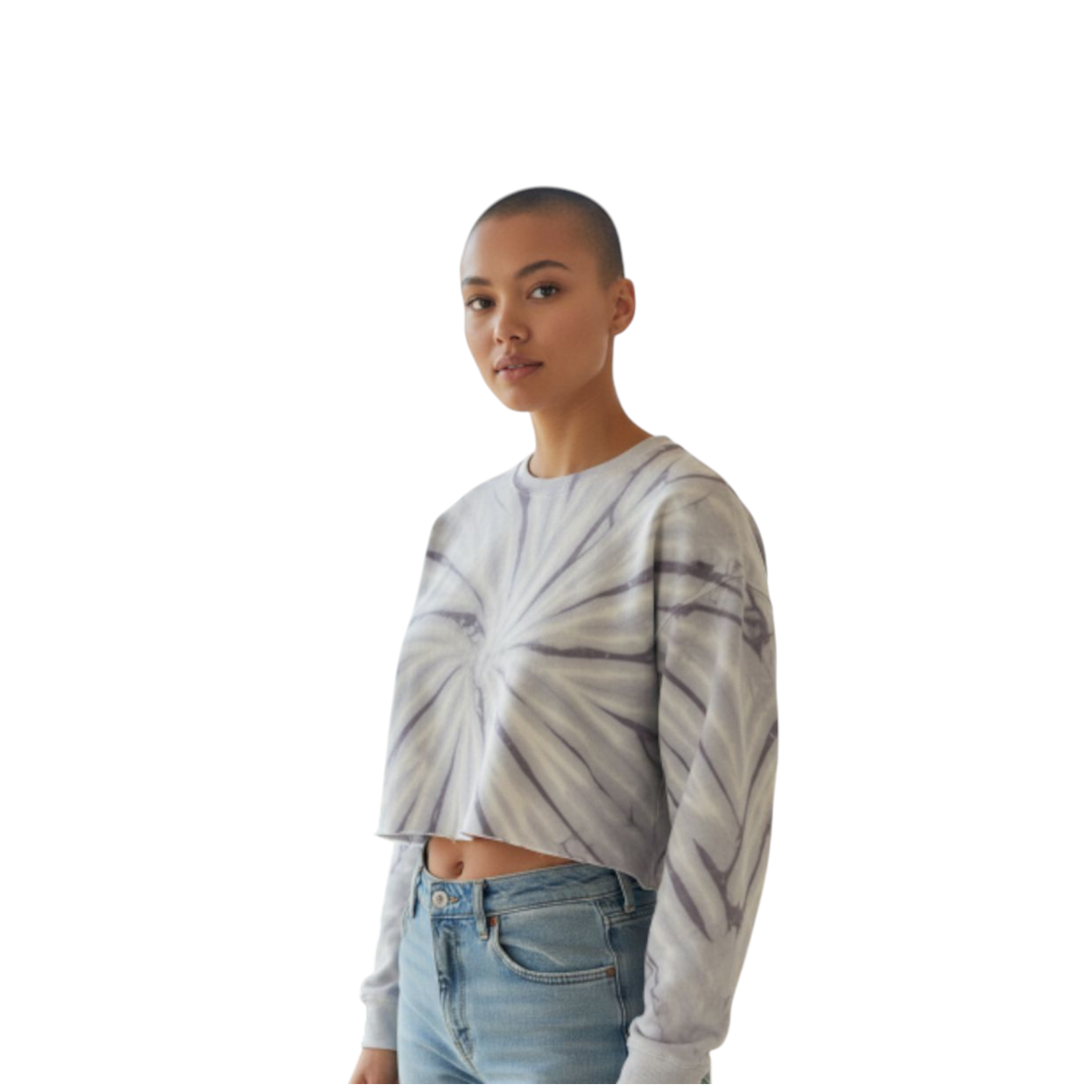 Fleece Cropped Crewneck Lilac Tie Dye