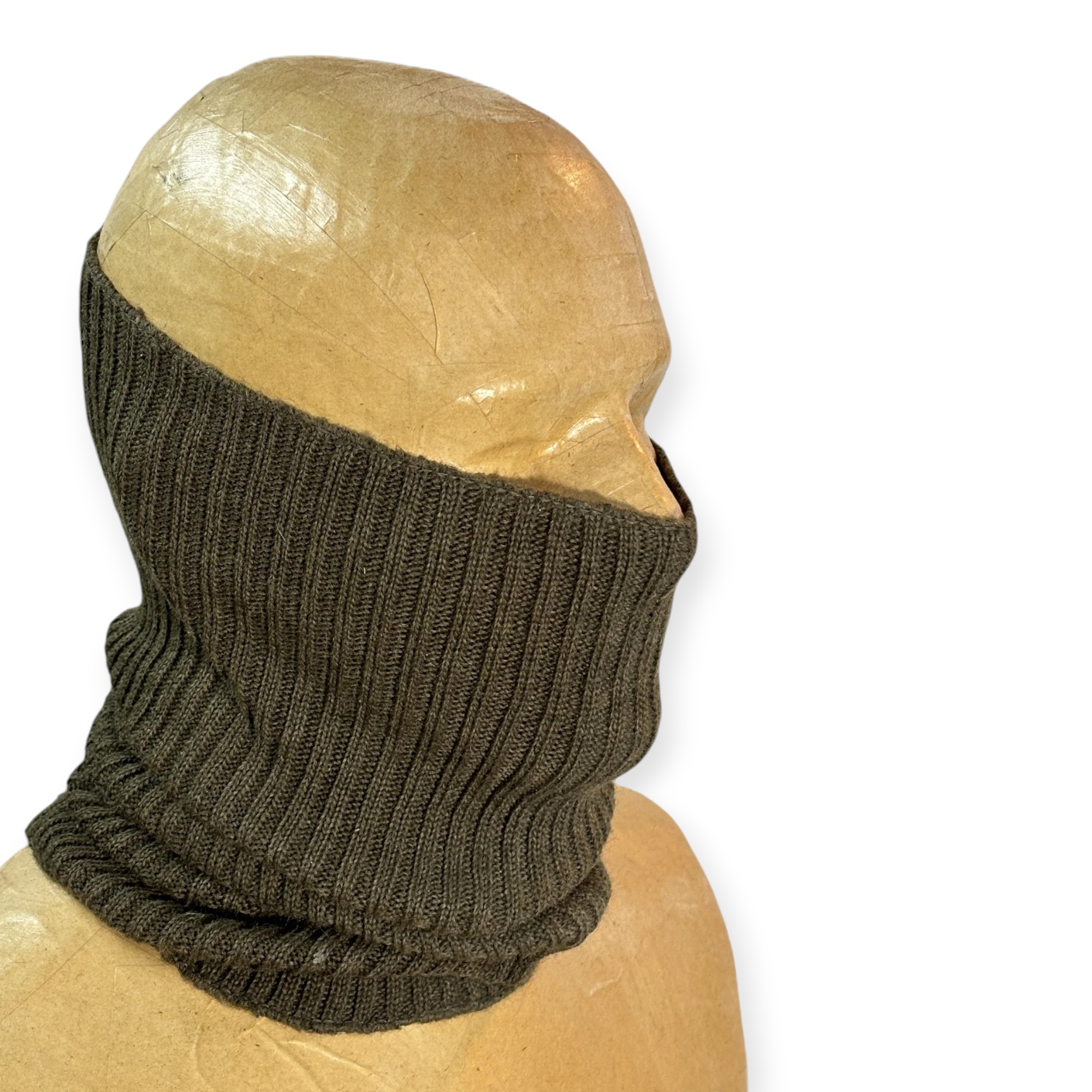 European French Military Knit Neck Gaiter Tube Scarf / Dark Brown