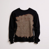 Fleece Bleach Wash Crewneck Sweatshirt Giza Black and Tan Tie Dye 684 DNM845BW