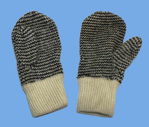 Canadian Military White Striped Knit Wool Mittens