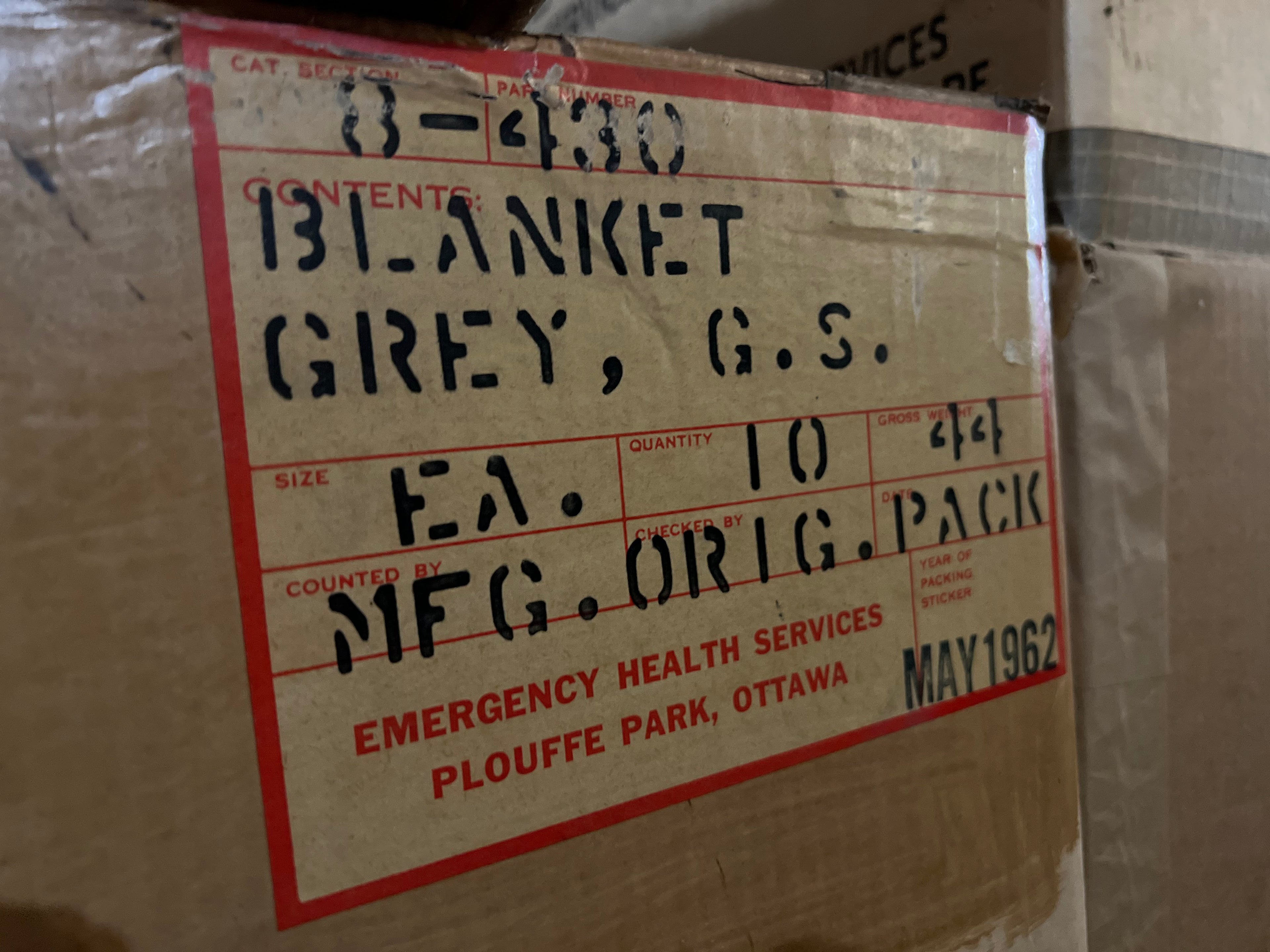 Authentic 1950's Canadian Civil Defense Wool Blanket, Brand New *Very RARE*