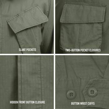 Vintage Style Vietnam Fatigue Shirt Rip-Stop