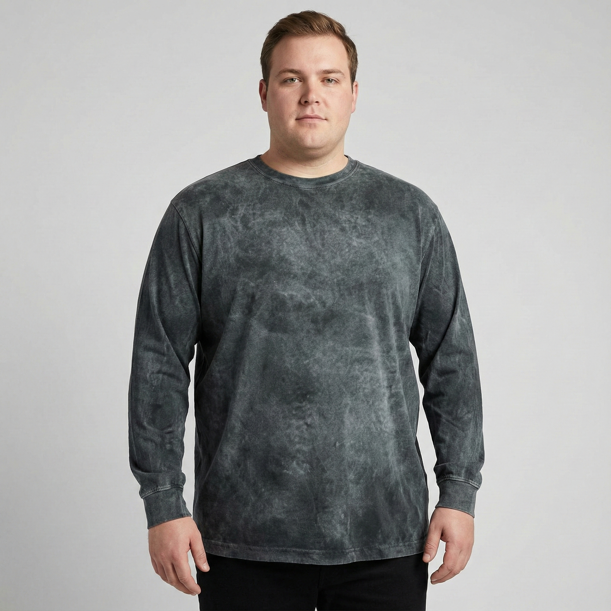 CamoDYED Long Sleeve Cotton Crewneck T-Shirt Black Mineral Wash