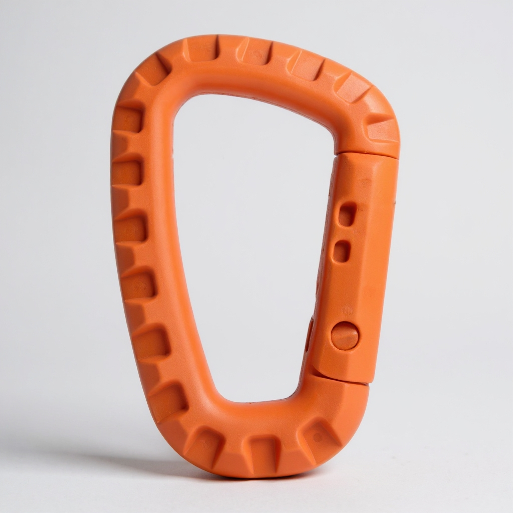 Tactical Carabiner Orange Plastic Keychain, 3.25 in