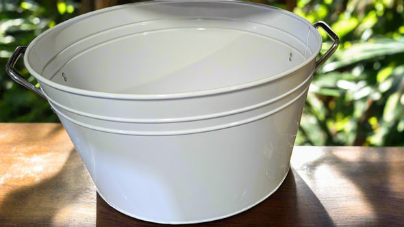 Large White Planter Bucket with Handles by C Wonder