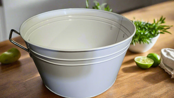 Large White Planter Bucket with Handles by C Wonder