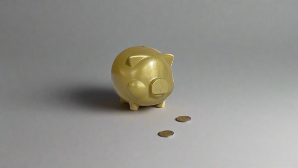 Gold Plastic Piggy Bank - Small