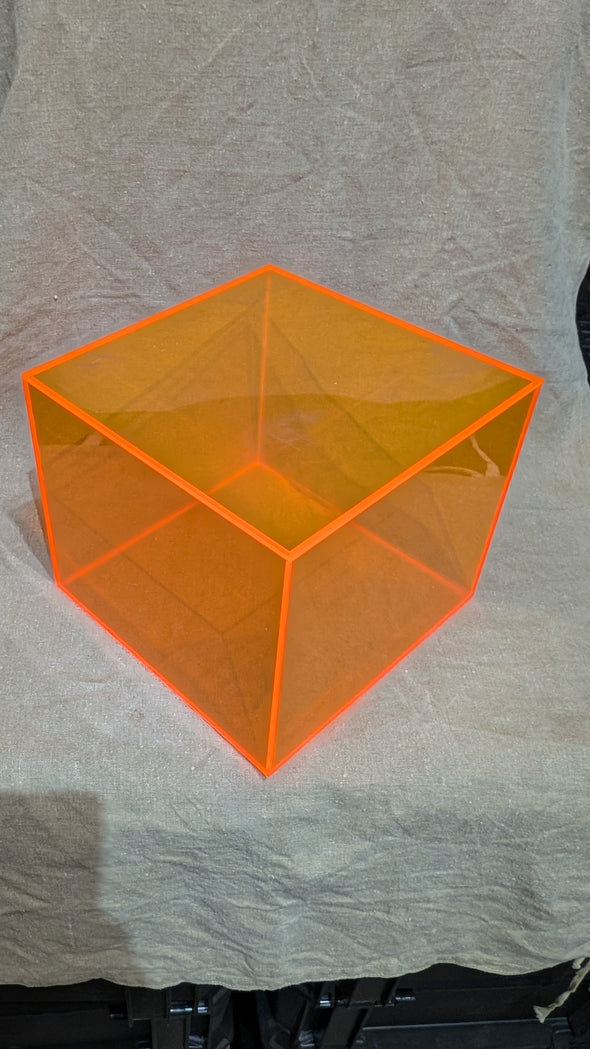 Neon Orange Acrylic Display Case (Cube)