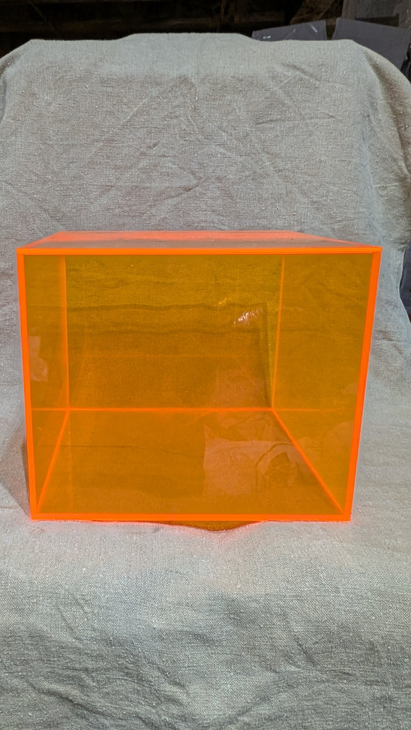 Neon Orange Acrylic Display Case (Cube)