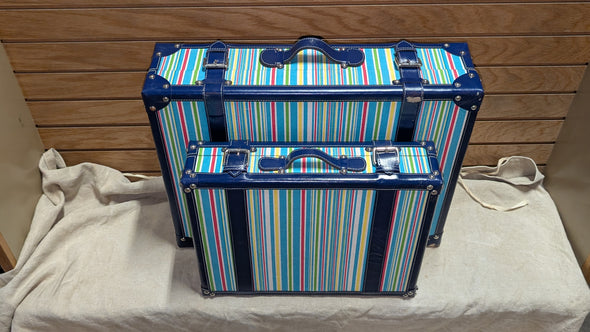 C Wonder Striped Canvas Decorative Retro Luggage