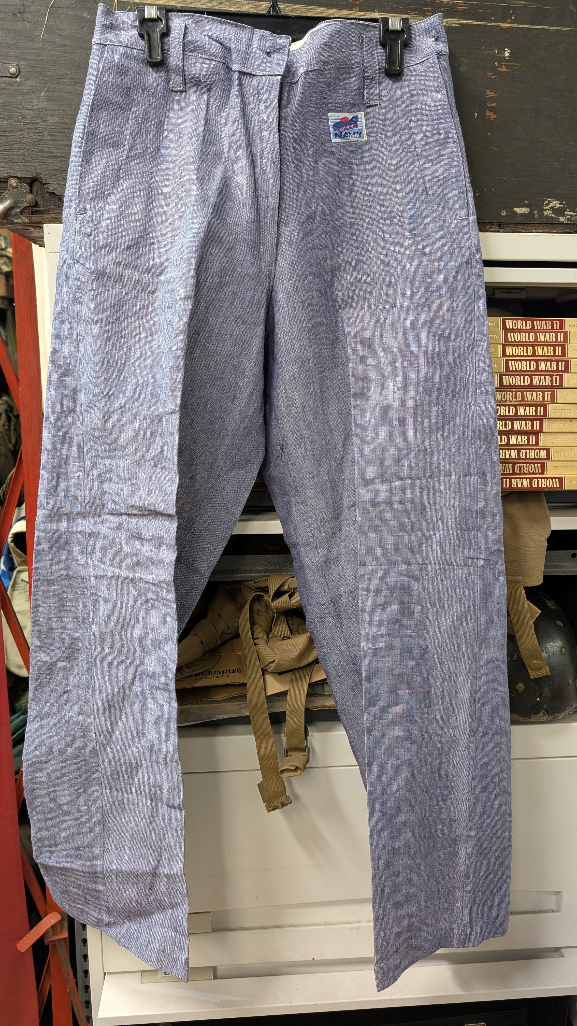 60s French Sailor Pants, Ramie Linen *Very Rare and New with Navy Patch*