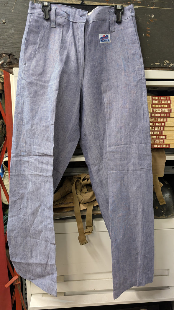 60s French Sailor Pants, Ramie Linen *Very Rare and New with Navy Patch*