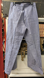 New 60s French Sailor Pants, Ramie Linen *Very Rare and New with Suspenders*