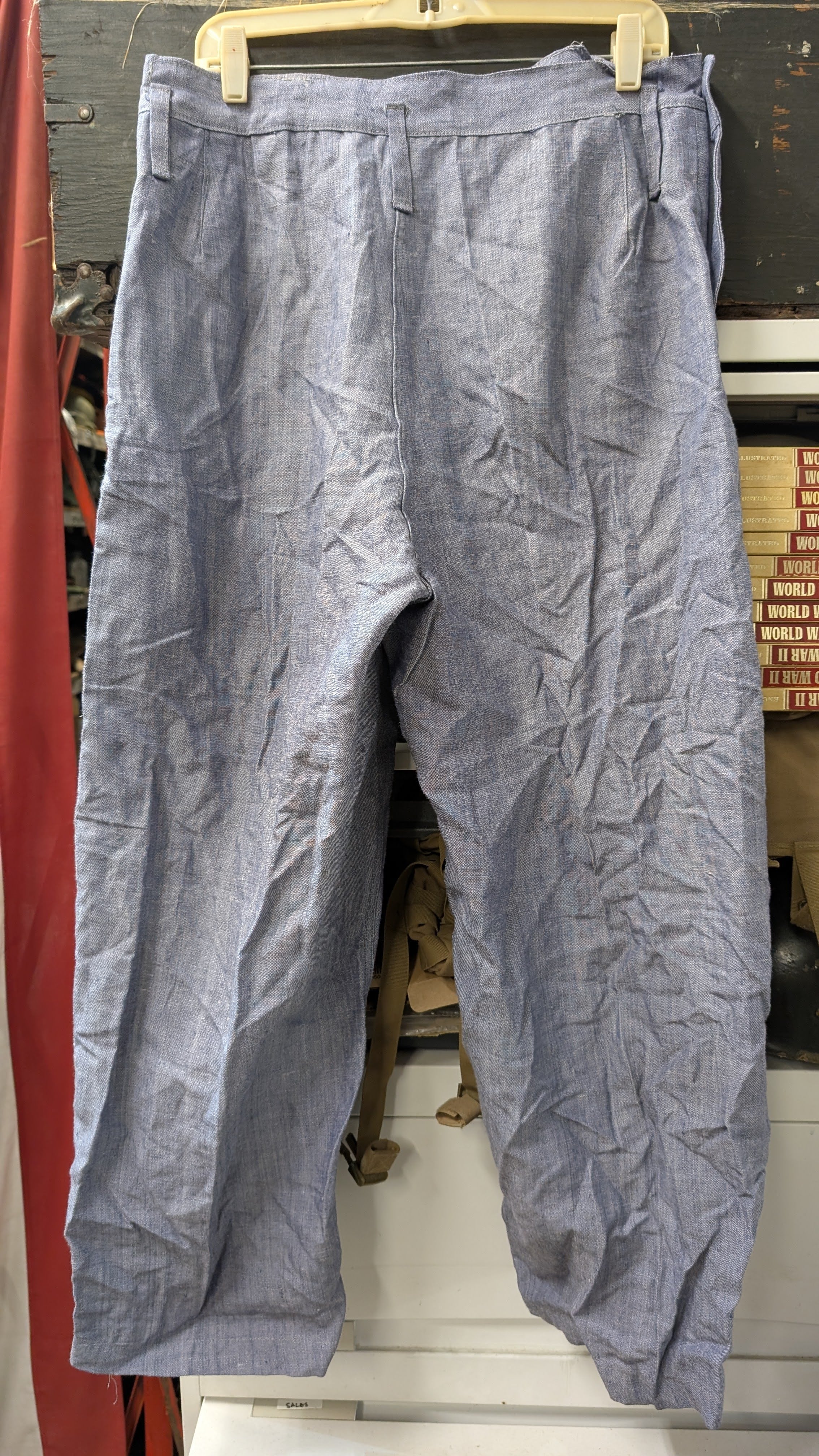 60s French Sailor Pants, Ramie Linen *Very Rare and New with Navy Patch*