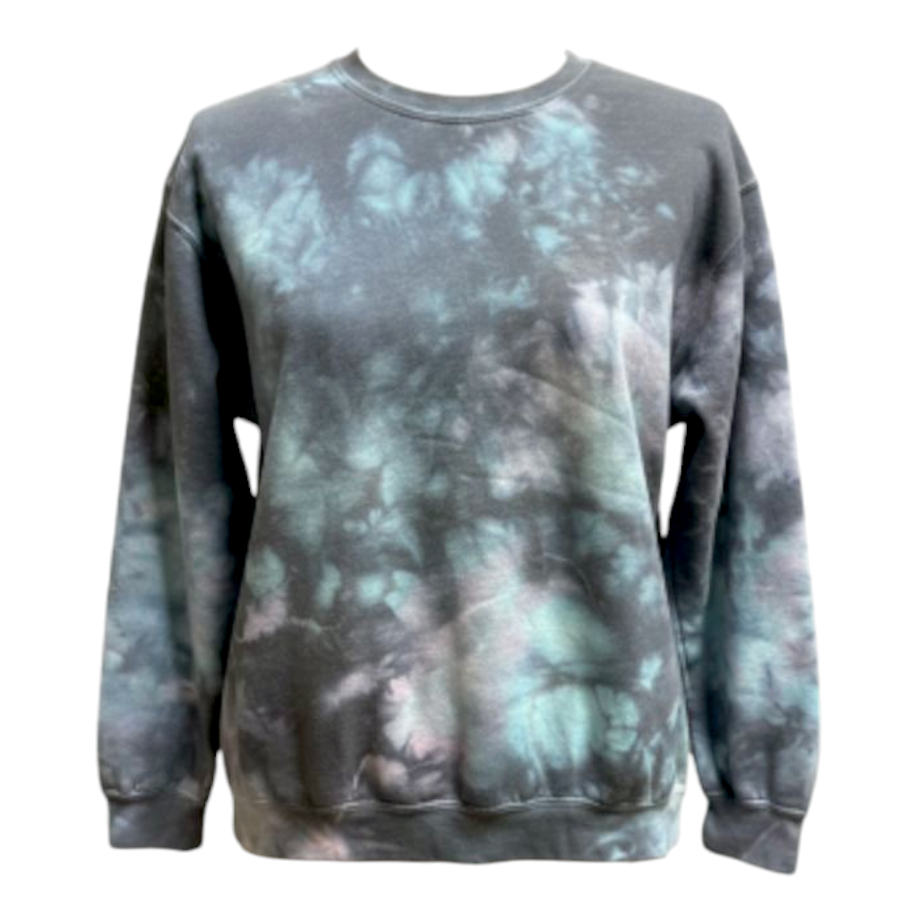 Fleece Crewneck Sweatshirt Pacific Black, Teal, Pink Tie Dye *Limited*