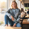 Fleece Crewneck Sweatshirt Pacific Black, Teal, Pink Tie Dye