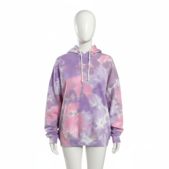 Fleece Blended Hoodie Cotton Candy Dream Pink and Purple Tie Dye 712 680VR