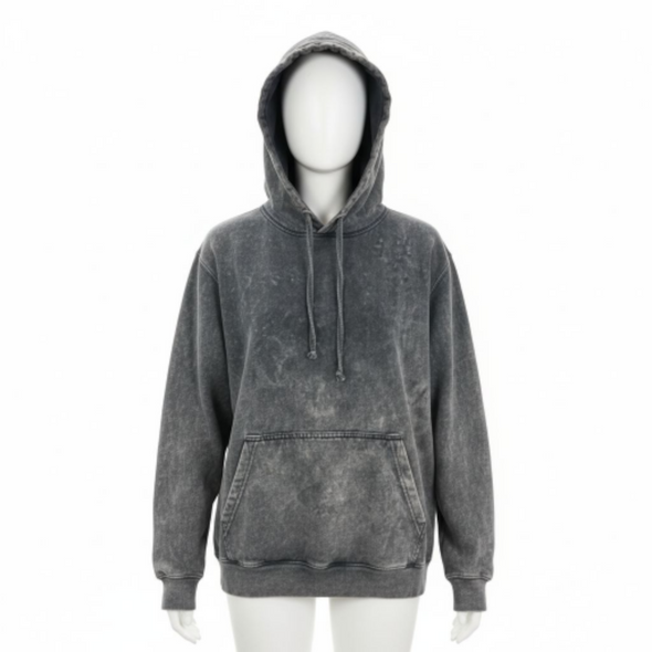 Fleece Mineral Wash Hoodie Grey 640 854MW
