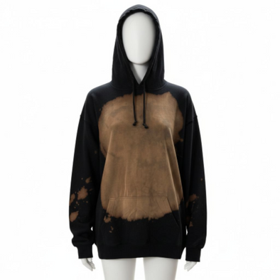 Fleece Bleach Wash Hoodie Giza Black and Brown Tie-Dye 695 650BW