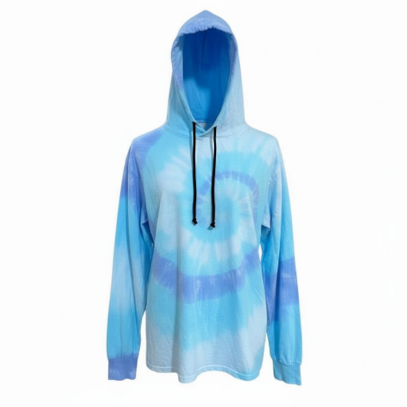Long Sleeve T-Shirt Hoodie Pullover Wild Flower Blue Tie Dye 663 430VR