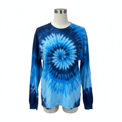 Long Sleeve T-Shirt Blue Swirl Tie Dye 590